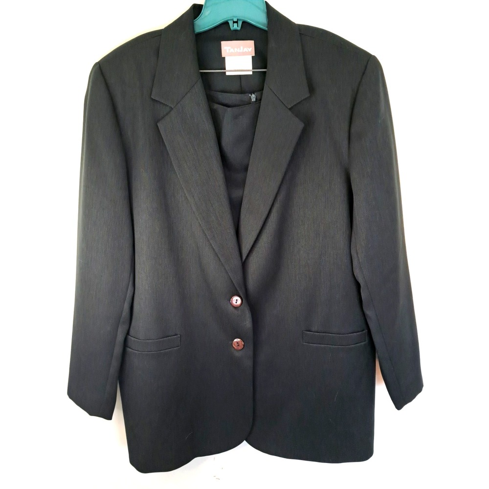 Vintage‎ 90s Tan Jay Women's 18 2-pc Skirt Suit DARK Forest Green Office